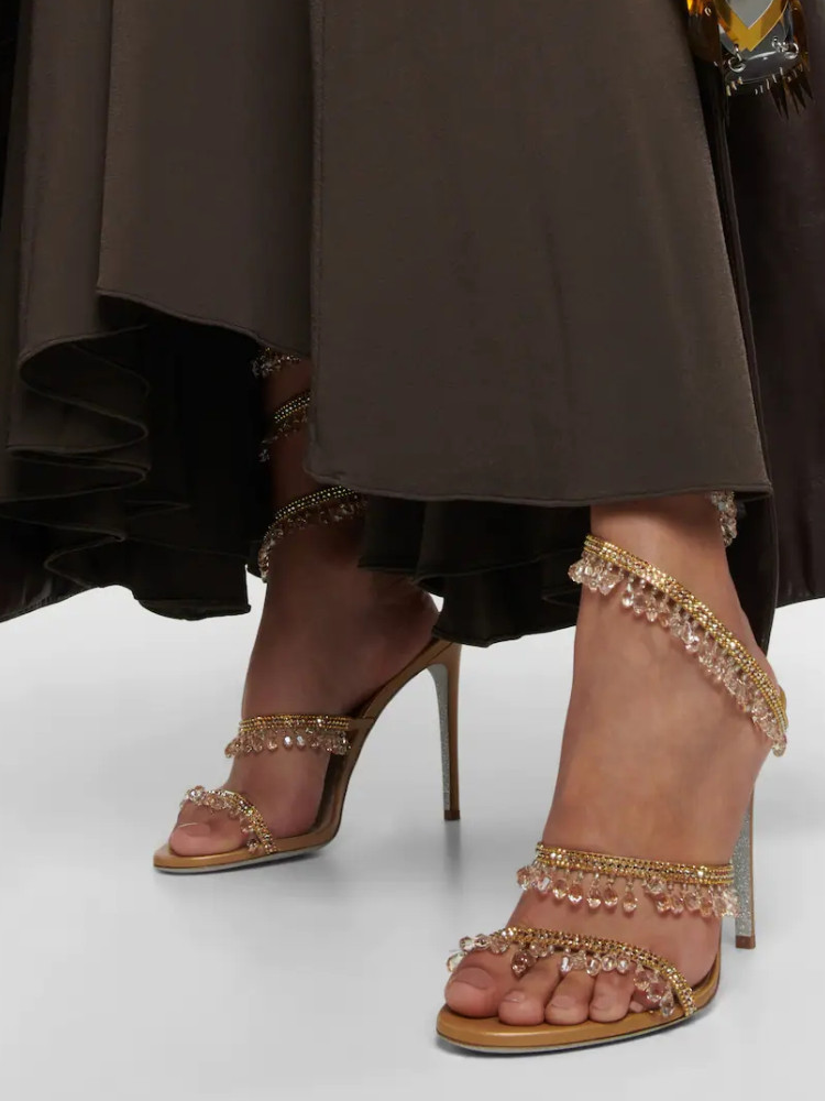 Platform Mule Heel - 2026年レディース新作ウォーターダイヤモンドサンダルファッションタッセルクリスタルシューズセクシーな宴会パーティーツインスティレットレディースラージサンダル