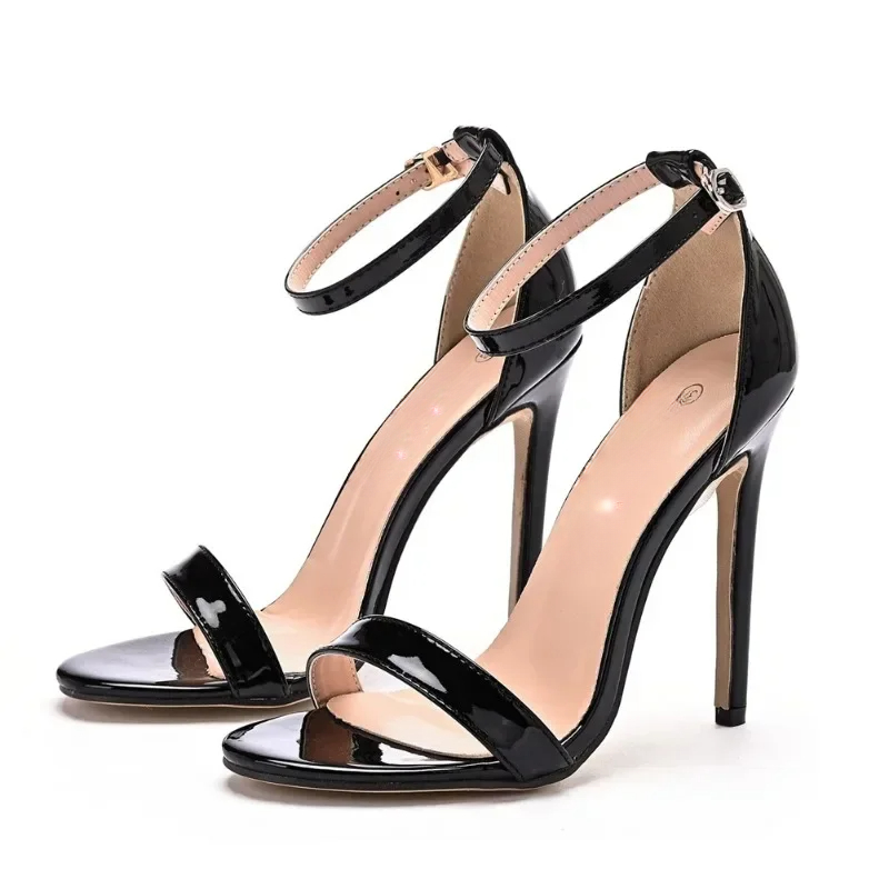 Women Shoes Ysl - ファッション女性パンプスサンダル夏のセクシーな成熟したバックルストラップ PU 11 センチメートル薄型ヒールステージパフォーマンスの女性の靴赤ヒョウ柄