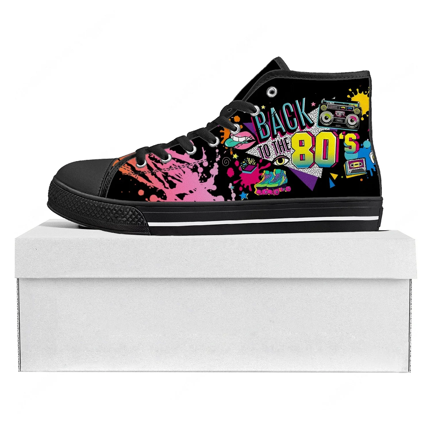 Women'S Shoes In The 90S - 面白いレトロ 80 年代 90 年代のアイコンハイカット高品質スニーカーメンズレディースティーンエイジャーキャンバススニーカーカスタムメイド靴カップルシューズ