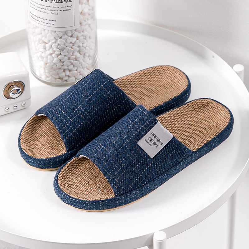 Women Shoes Sandals - メンズ通気性リネンスリッパ、四季対応室内静音、滑り止め寝室用フロアシューズ、ソフトスリッパ、ホーム滑り止めスリッパ