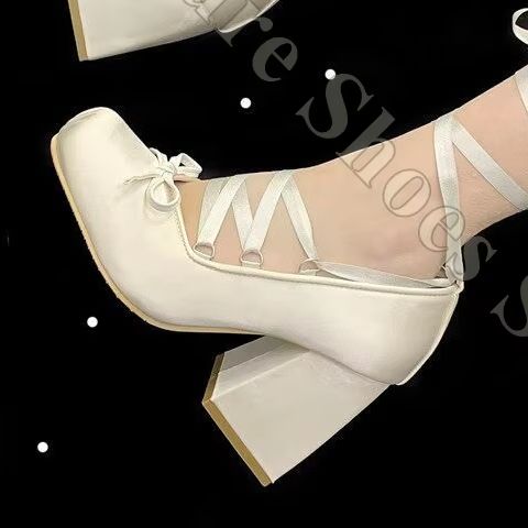Ribbon Tie Heel - レディース バレエシューズ Y2K サテンリボン タイアップパンプス ヴィンテージ