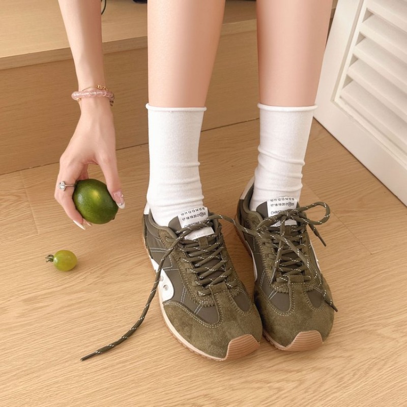 Women Shoes Running - レトロカラーブロックスニーカー女性ソフトフラットランニングシューズレースアップマルチカラーカジュアルウォーキングシューズアウトドアヴィンテージトレーナー