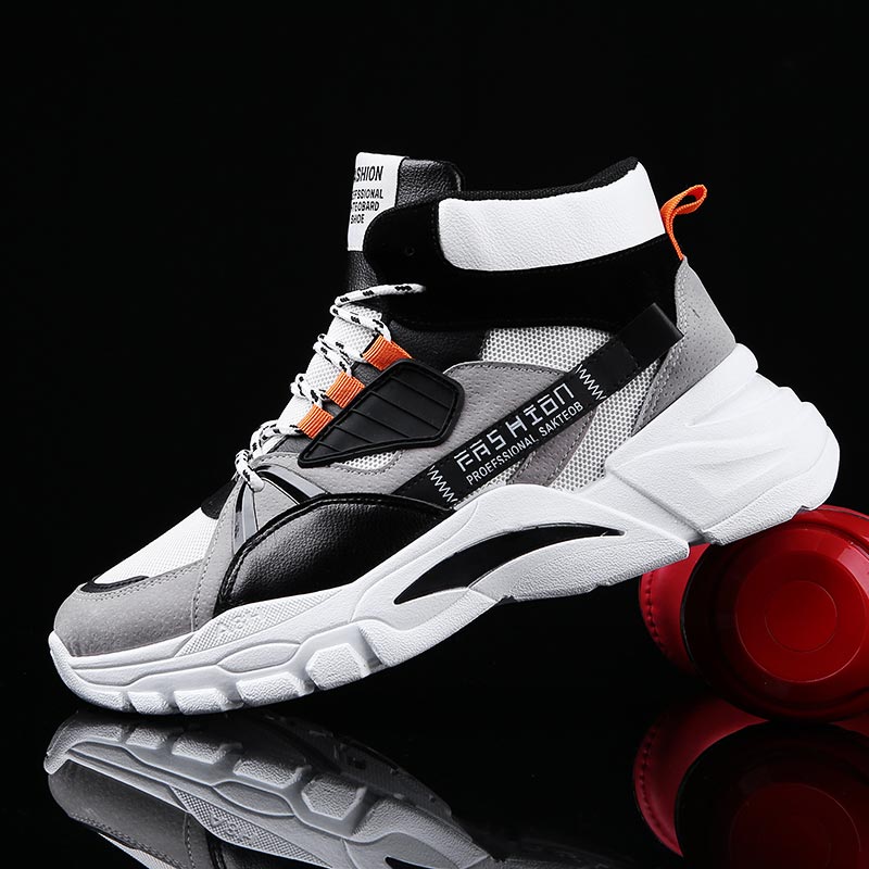 Ribbon Tie Heel - Hightop夏男性のスポーツの靴の男ランニングシューズ男性スポーツ男性ハイトップスニーカーメンズテニスシューズウォークグレーD-421