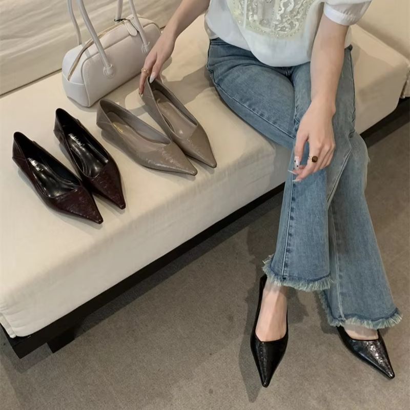 Women Shoes Sandals - 女性の夏のポインテッドトゥベーシックシューズサンダルファッションシューズレディースエレガントなローヒールワークシューズストリッパーパーティーサンダル