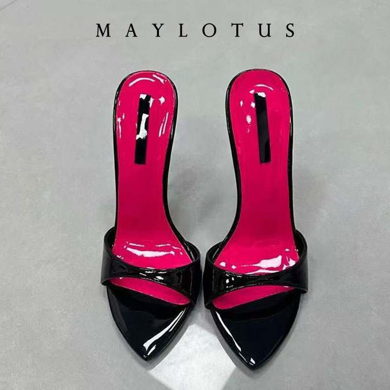 Women Shoes Ysl - サイズ 35-46 パッチワーク スティレットヒール スリッパ 最新