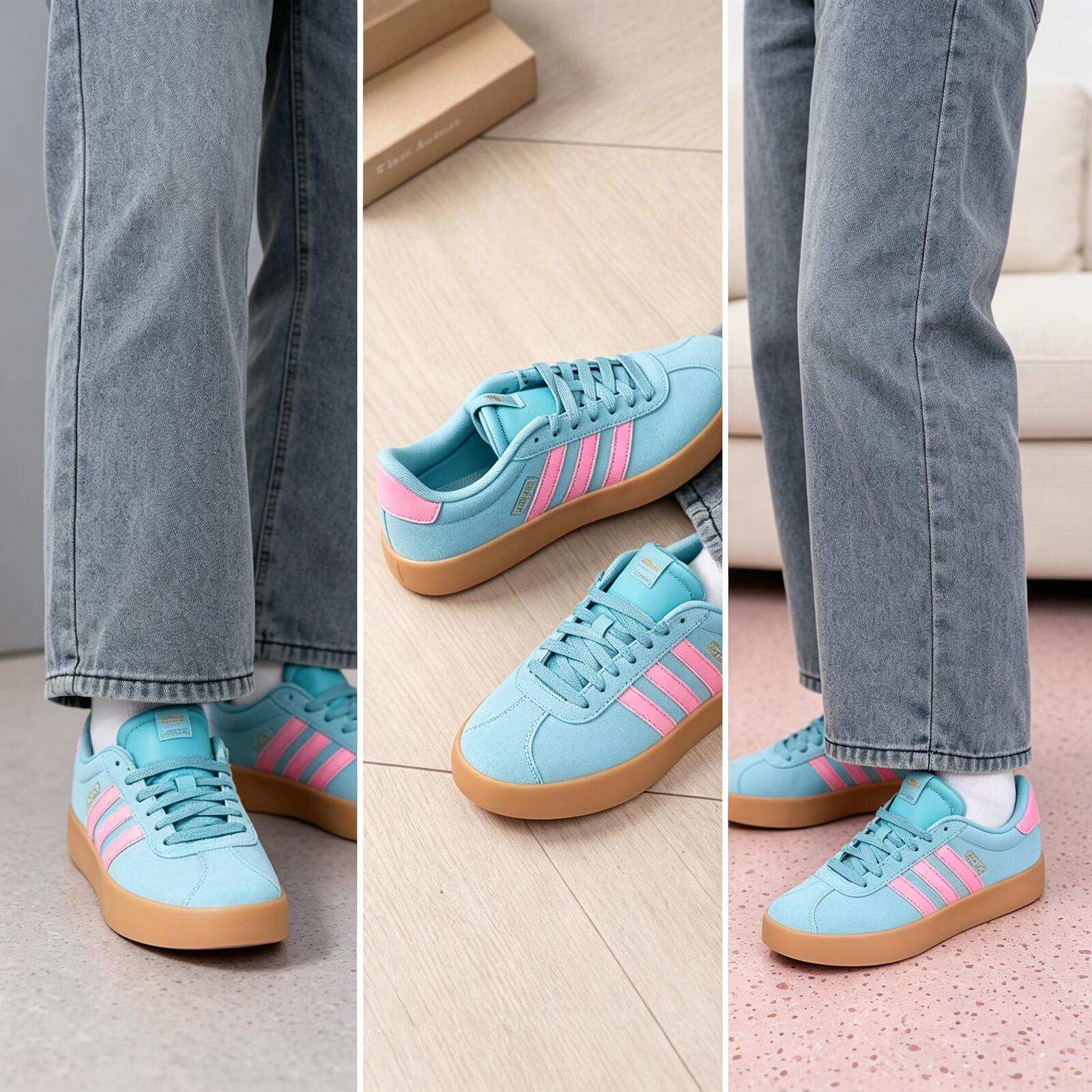 Women'S Shoes Pink Adidas - アディダス人気のシアンピンクスエードレトロガムソールゴールドバッジスリーストライプロートップスケートスニーカー男性女性IH65181