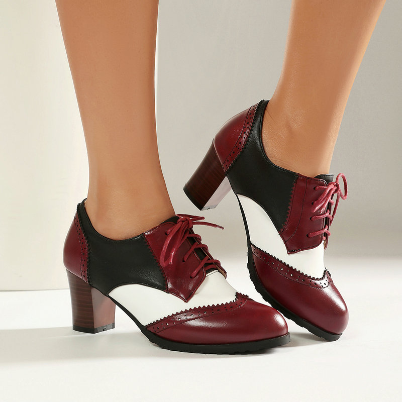 Women'S Xti Shoes - ヴィンテージ ツートーン ブローグ オックスフォードシューズ レディース レースアップ