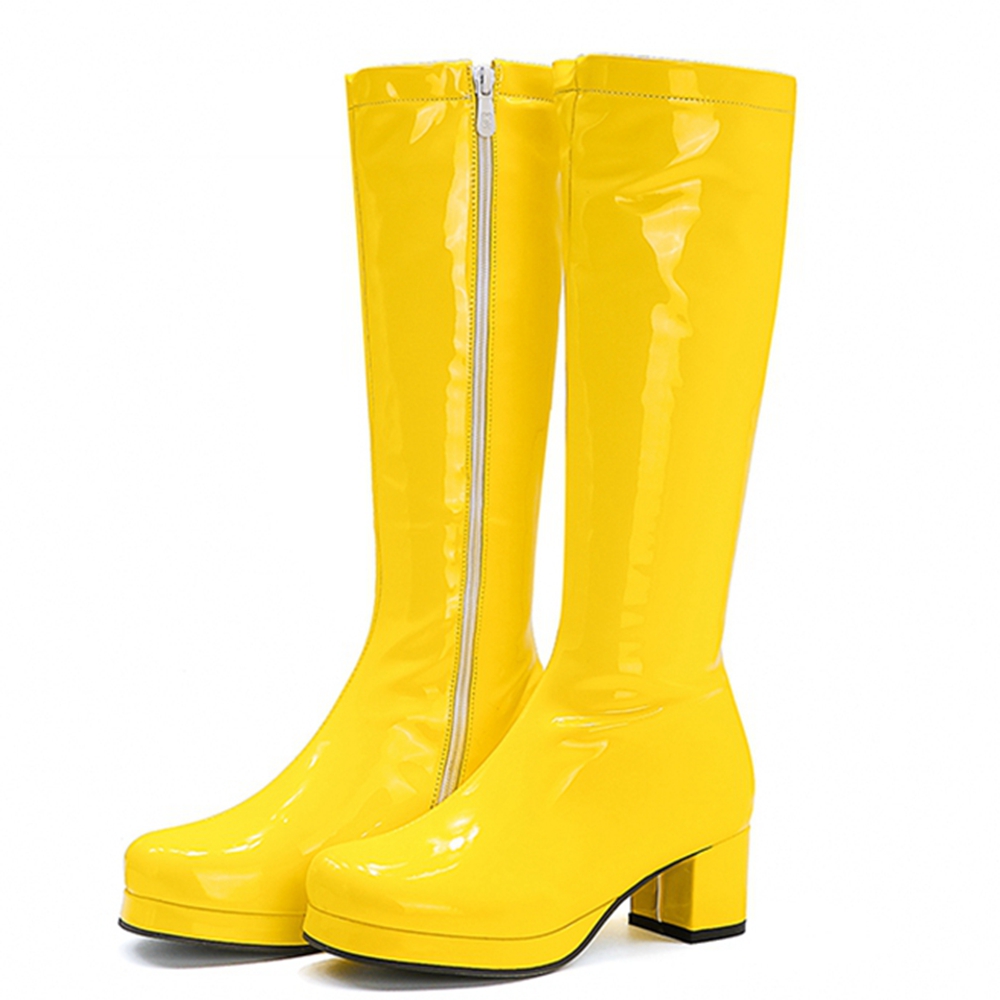 Women'S Shoes Yellow - Reave cat-sweet-膝丈のPUブーツ,丸いつま先のヒール,大きいサイズ33-46,黄色,紫,オレンジ,s1981,秋