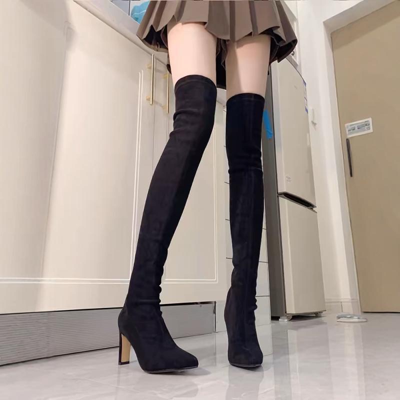 2026年秋冬の女性用ロングチューブブーツ スエード素材の伸 - Sock Boot Women のレビューと価格