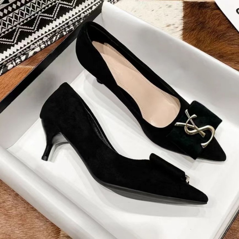 2023 新韓国語バージョンのメタルバックルデザインスエード - Women Shoes Ysl のレビューと価格