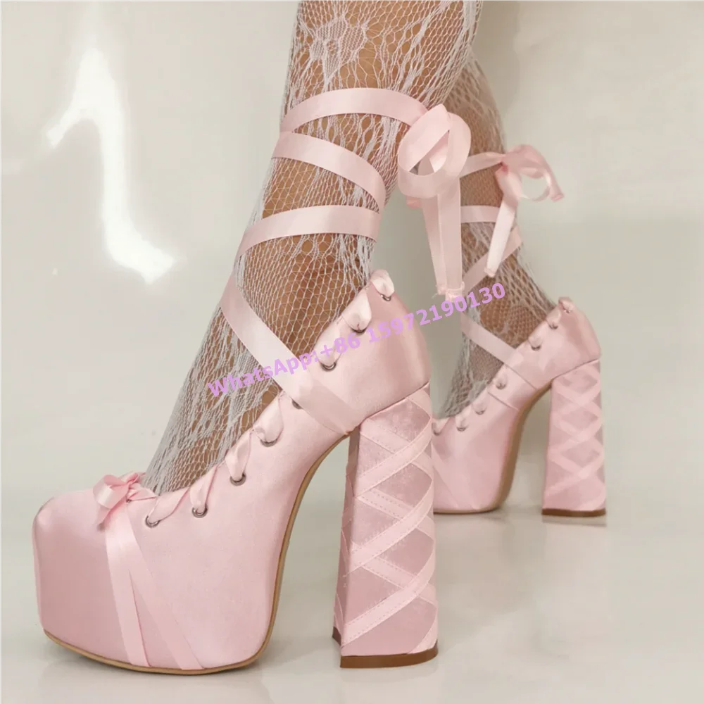 女性用の赤いサテンリボンプラットフォームパンプス,クロス,レ - Ribbon Tie Heel のレビューと価格