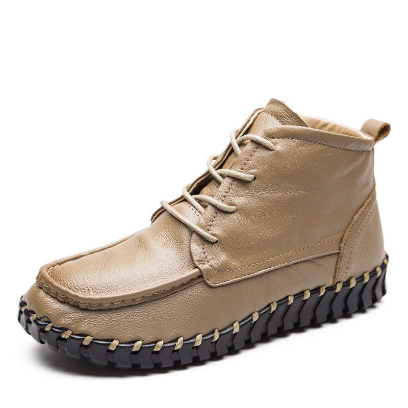 女性のための本革のブーツ,ブーツ,靴ひも,大きいサイズ,42 - Oxford Lace Up Women のレビューと価格
