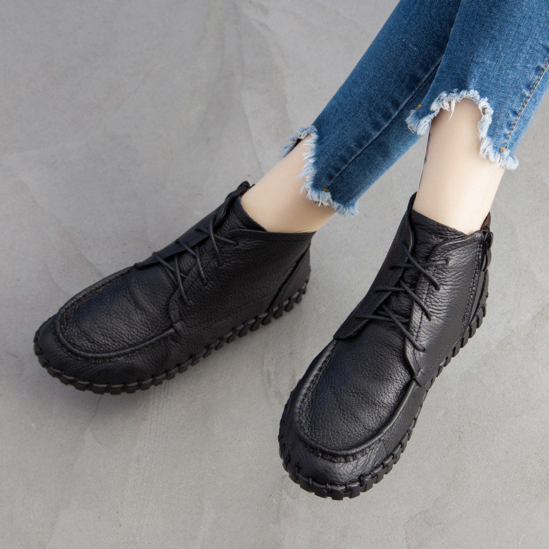 女性のための本革のブーツ,ブーツ,靴ひも,大きいサイズ,42 - Oxford Lace Up Women のレビューと価格
