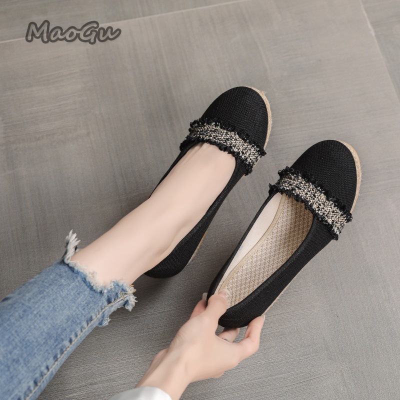女性用エスパドリーユ ウェッジシューズ ラウンドトゥ スリッ - Espadrille Wedge Shoes のレビューと価格