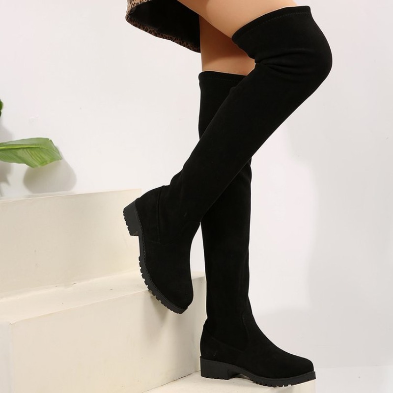 女性用ニーハイブーツ、太もも丈ストレッチスエード風素材、フラ - Sock Boot Women のレビューと価格