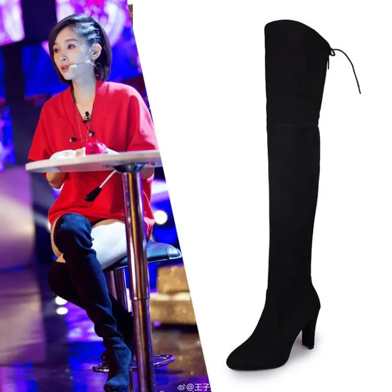 新しい欧米スタイルのプラスサイズニーハイブーツ、ハイヒール、 - Sock Boot Women のレビューと価格