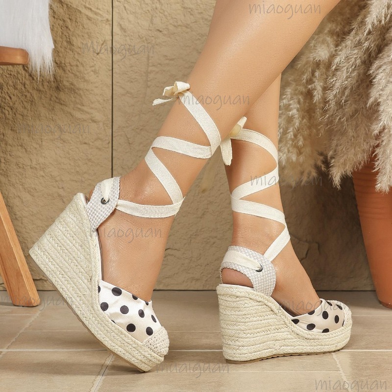 2026年春夏新作 レディース ドット柄 エスパドリーユ ウ - Espadrille Wedge Shoes のレビューと価格