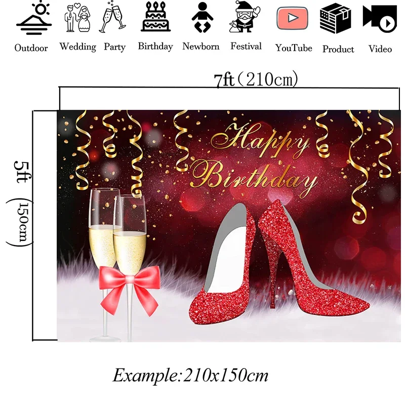 Mocsicka 女性の誕生日装飾背景ゴールドハイヒールワイ - Ribbon Tie Heel のレビューと価格