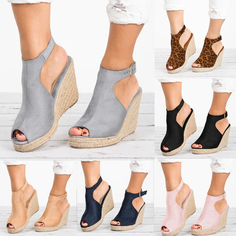 女性用ヒールサンダル、エスパドリーユ、コンフォートバックルス - Espadrille Wedge Shoes のレビューと価格