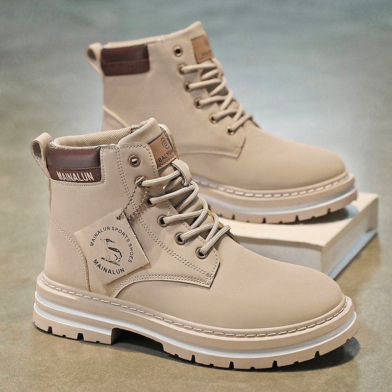 クラシックメンズハイカットブーツ高品質イエローレザーブーツフ - Suede Ankle Boot のレビューと価格