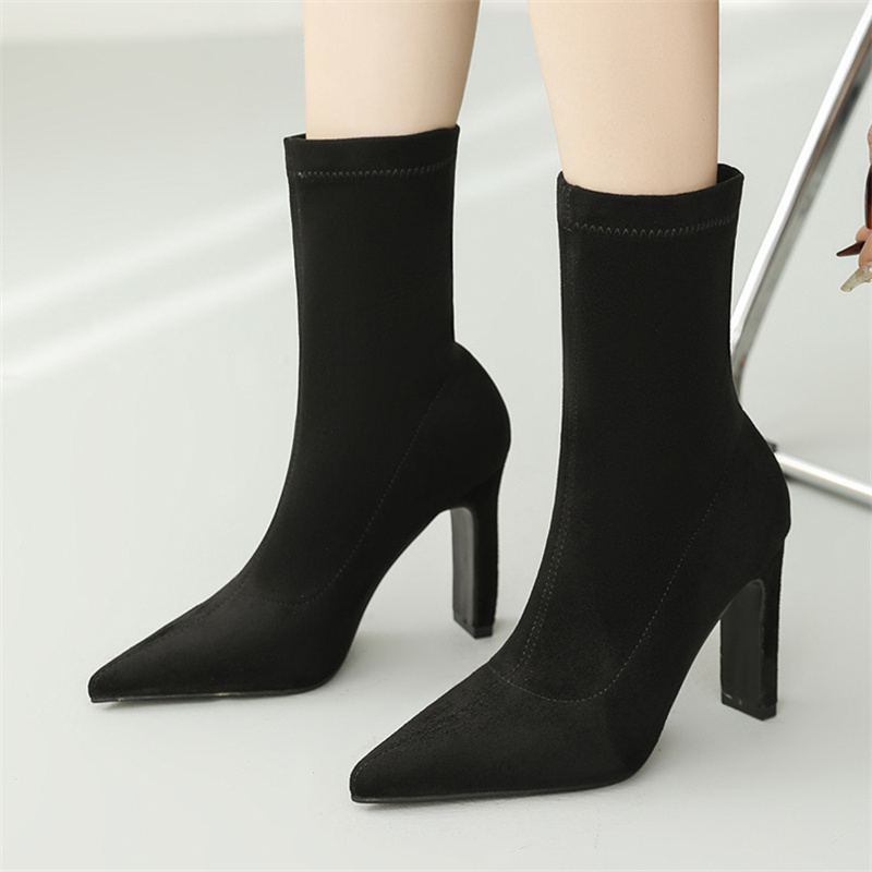 Eilyken 冬厚いヒール靴下の群れの女性のブーツポインテ - Sock Boot Women のレビューと価格