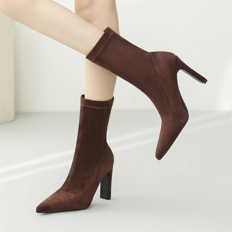 Eilyken 冬厚いヒール靴下の群れの女性のブーツポインテ - Sock Boot Women のレビューと価格