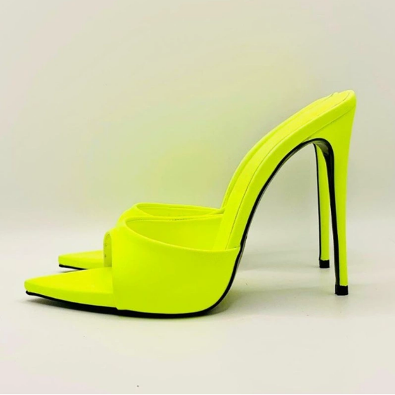 キャンディーカラーのポインテッドトゥ、レディーススリッパ、布 - Women'S Shoes Yellow のレビューと価格