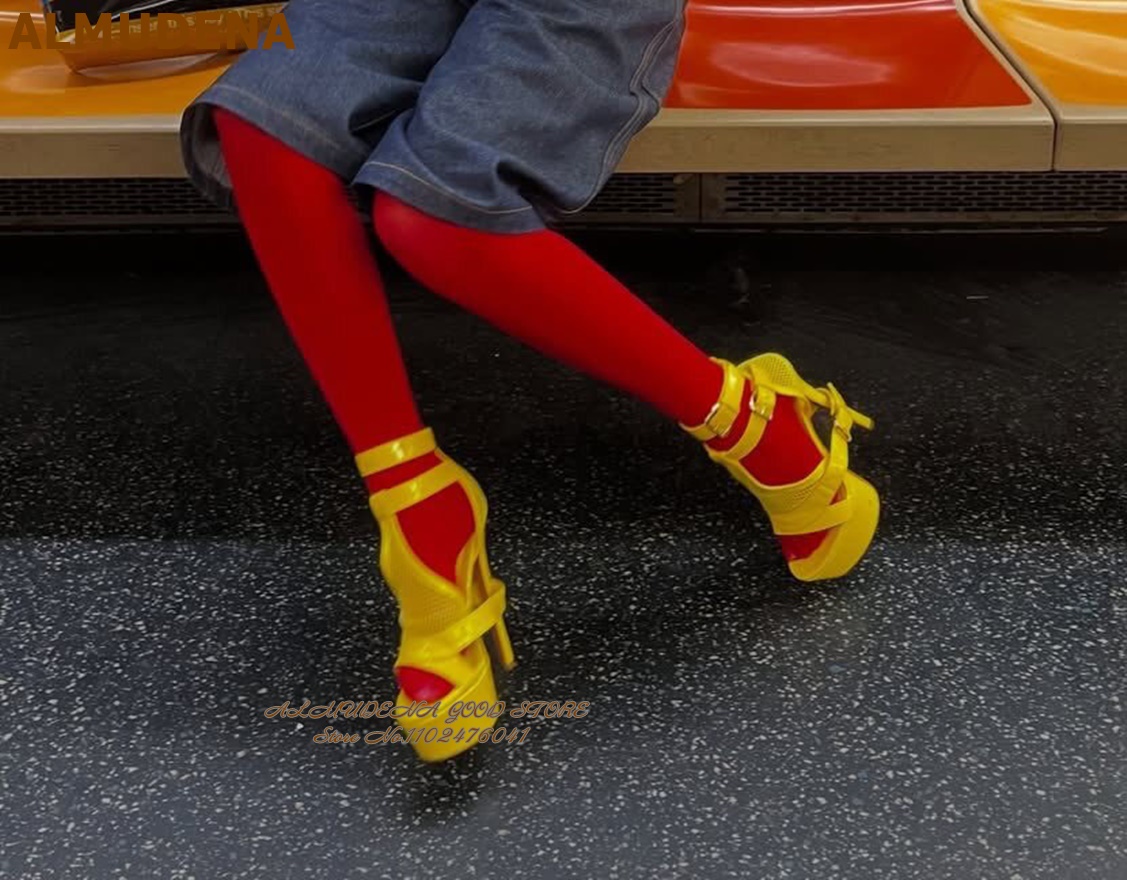 アルムデナ メッシュバックルアンクルストラッププラットフォー - Women'S Shoes Yellow のレビューと価格
