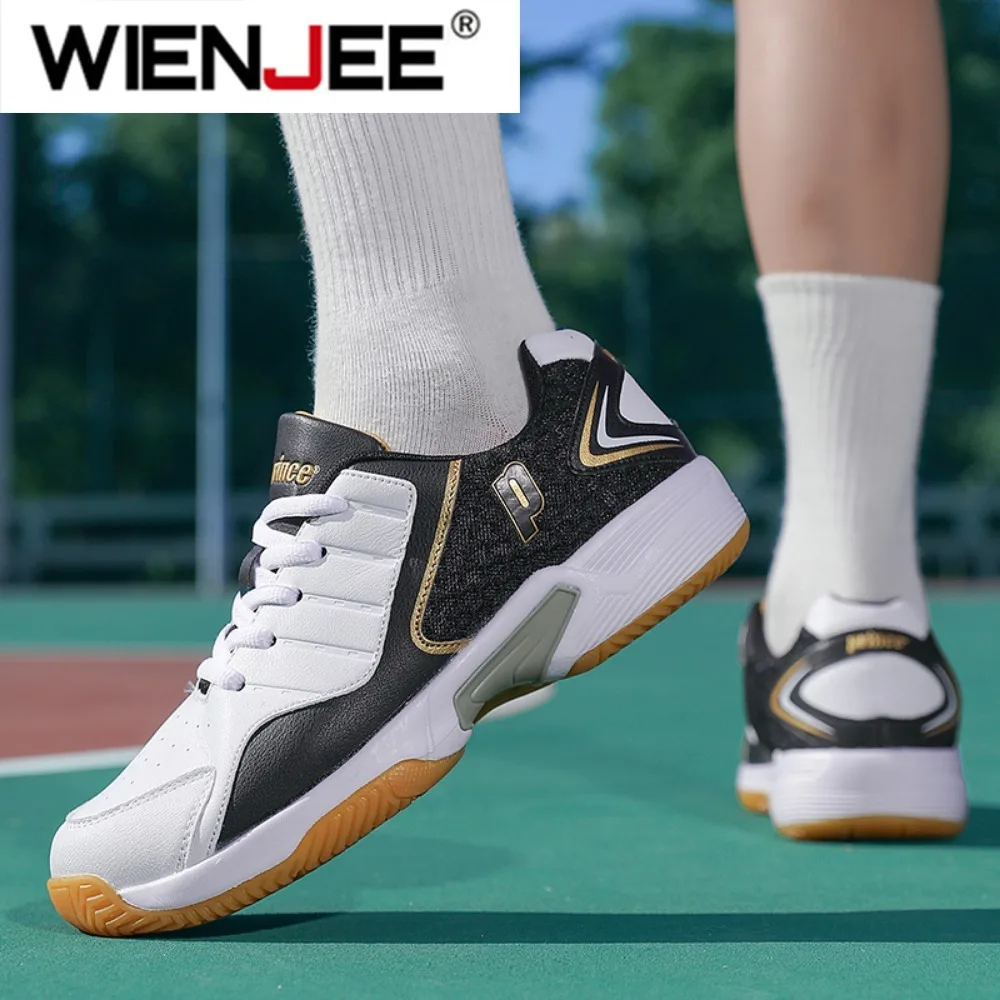 プロの男性女性革バドミントンシューズカップル滑り止めトレーニ - Women'S Shoes Volleyball のレビューと価格