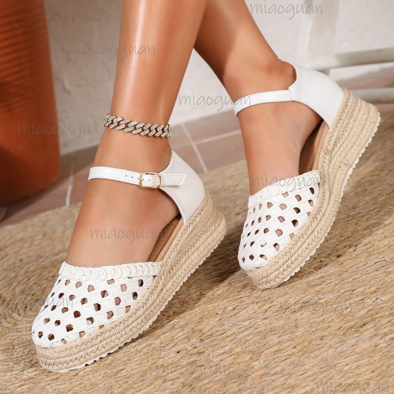 ボヘミアンスタイル レディース 中空編み込み エスパドリーユ - Espadrille Wedge Shoes のレビューと価格