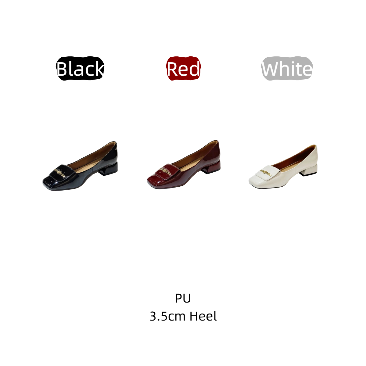 レディースレトロスクエアトゥブロックヒールパンプス、メタルバ - Women'S Shoes In Wide Width のレビューと価格