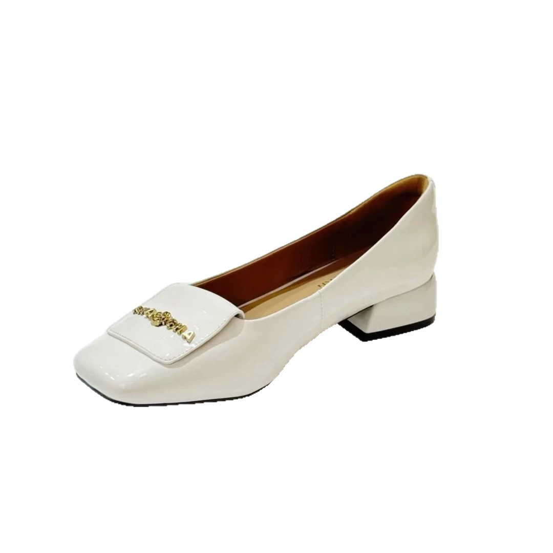 レディースレトロスクエアトゥブロックヒールパンプス、メタルバ - Women'S Shoes In Wide Width のレビューと価格