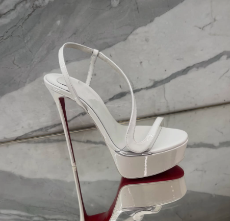 メタリックレザーのプラットフォームスティレットサンダル、セク - Metallic Heel Sandal のレビューと価格