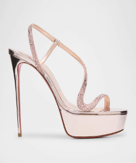 メタリックレザーのプラットフォームスティレットサンダル、セク - Metallic Heel Sandal のレビューと価格