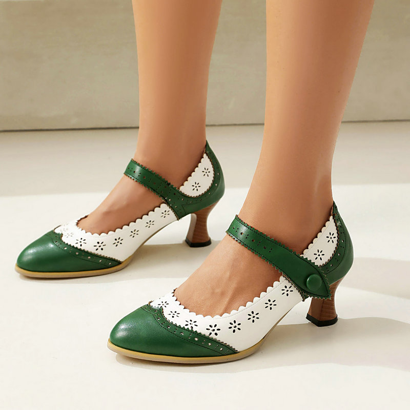 女性ツートーンメリージェーンパンプス中空ブローグスカラップエ - Women'S Xti Shoes のレビューと価格