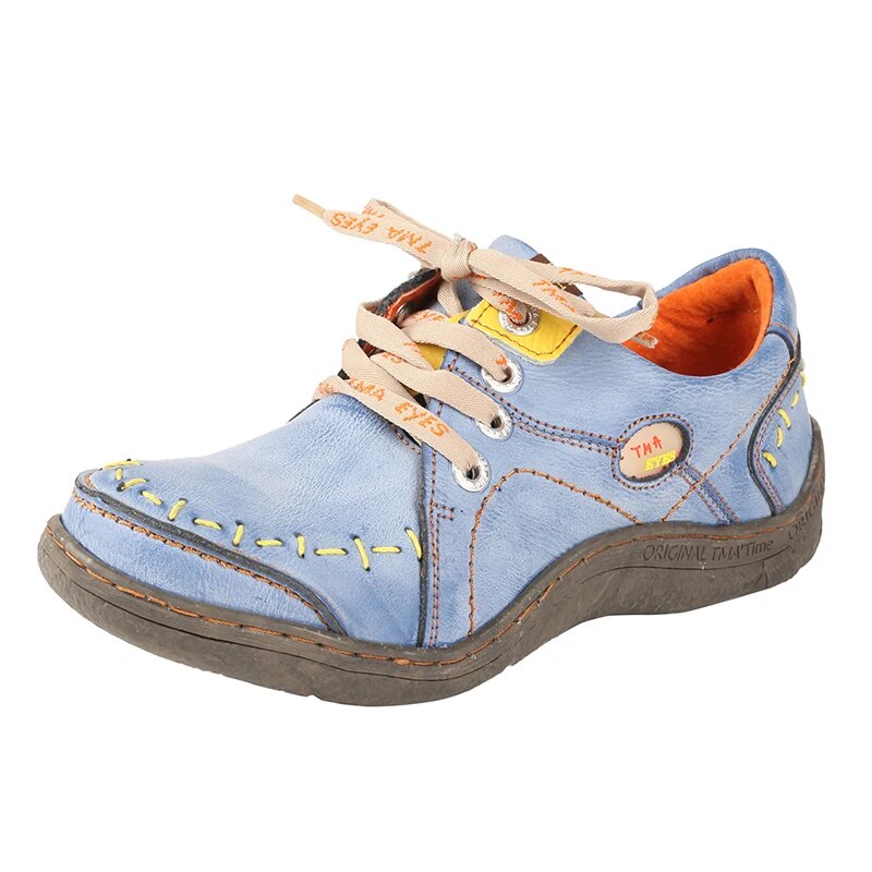 TMAアイズ-女性用手縫いレザースニーカー、軽量フラットデザ - Women Shoes Ysl のレビューと価格