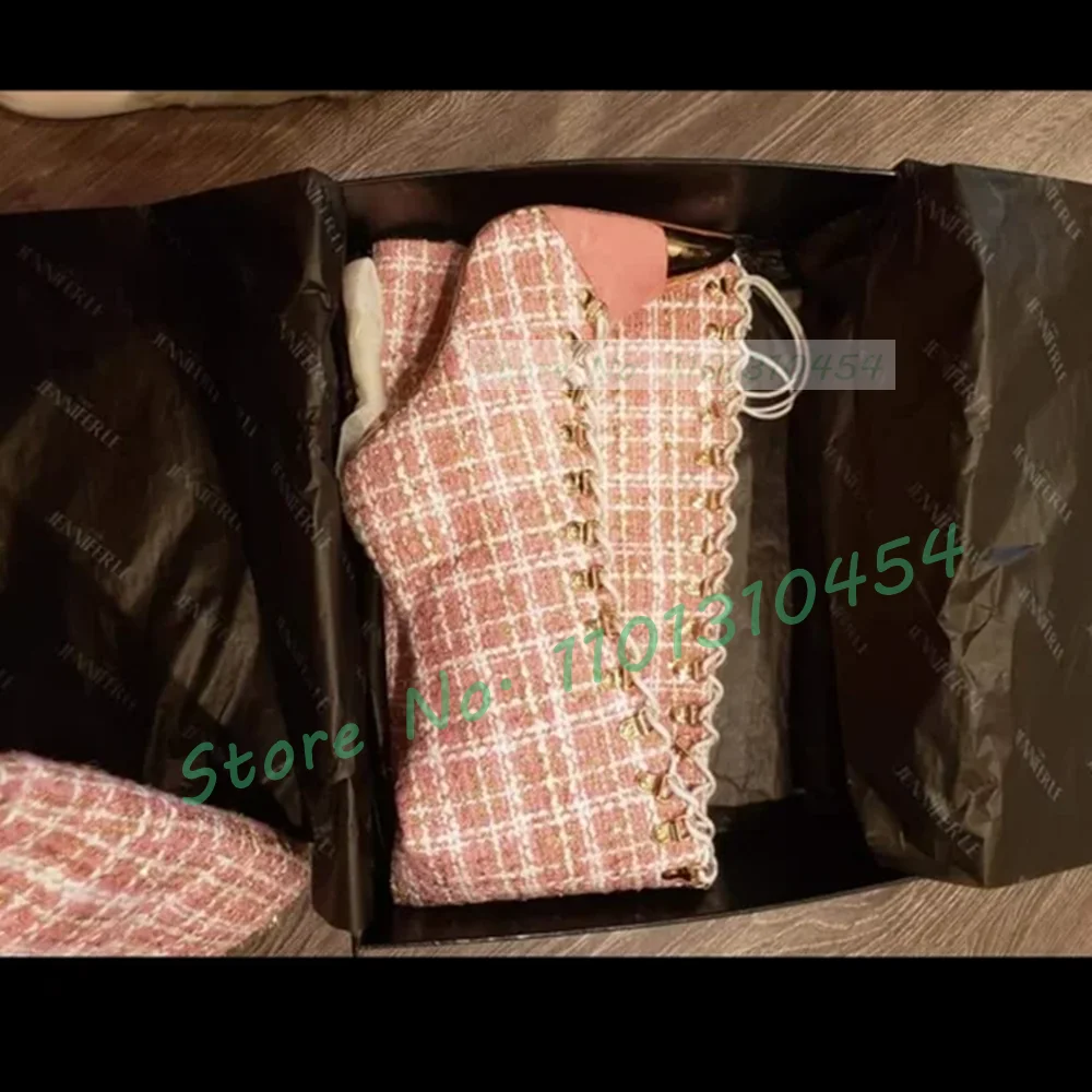 女性のためのピンクの市松模様のブーツ,pointyのつま先, - Sock Boot Women のレビューと価格