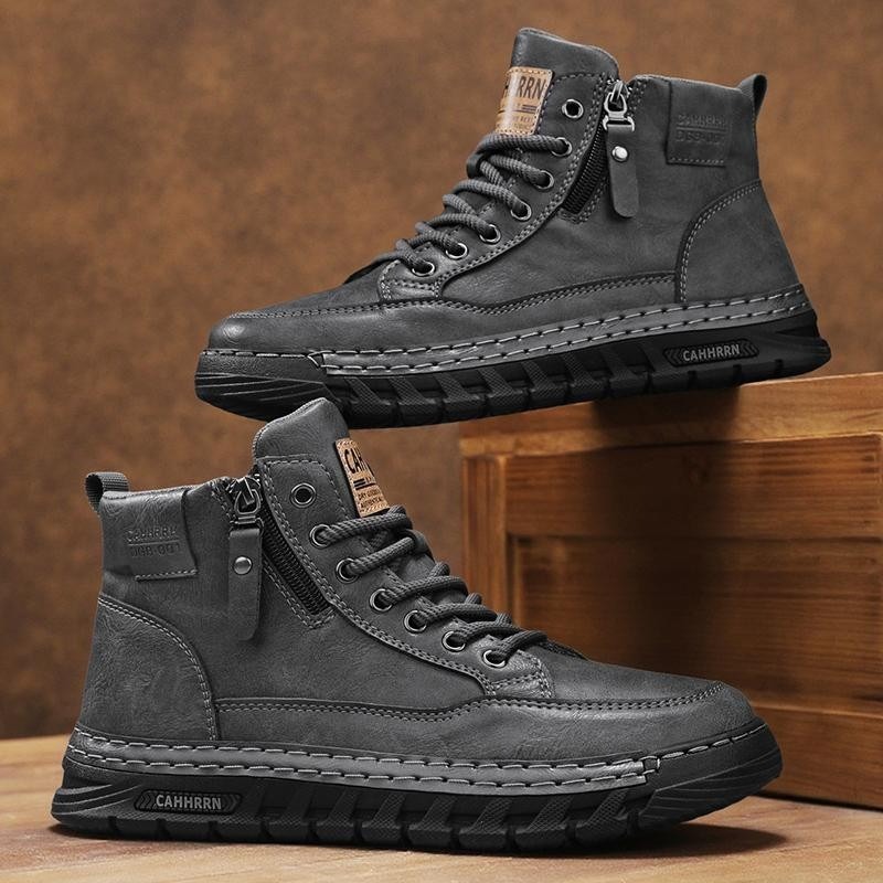 男性革ハイトップアンクルブーツ春冬男性オートバイブーツノンス - Suede Ankle Boot のレビューと価格