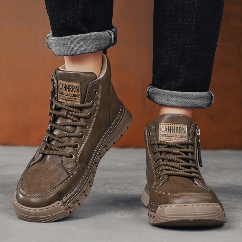 男性革ハイトップアンクルブーツ春冬男性オートバイブーツノンス - Suede Ankle Boot のレビューと価格