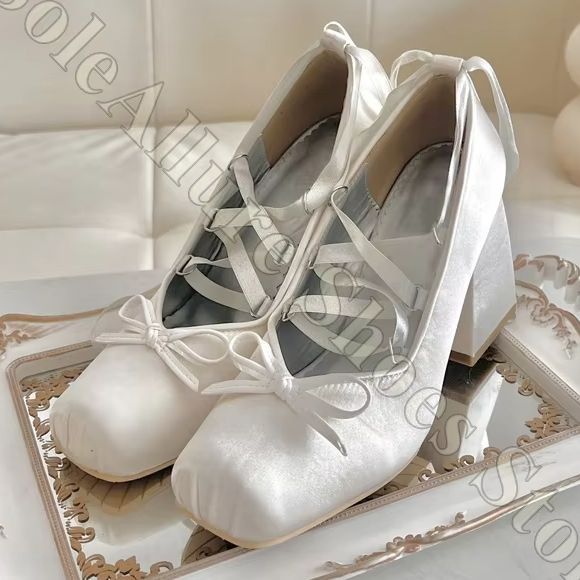 レディース バレエシューズ Y2K サテンリボン タイアップ - Ribbon Tie Heel のレビューと価格