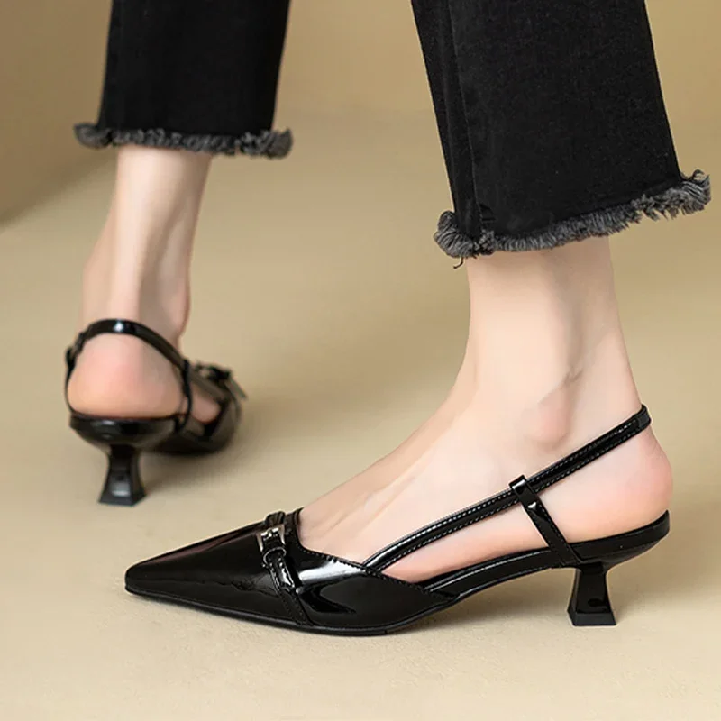 デザイナーサマーブランド ポインテッドトゥ セクシーミッドヒ - Women Shoes Ysl のレビューと価格
