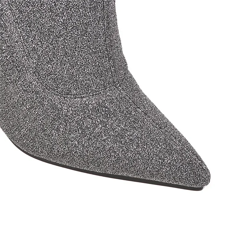女性用ヒョウオーバーニーソックスブーツ、先のとがったつま先、 - Sock Boot Women のレビューと価格