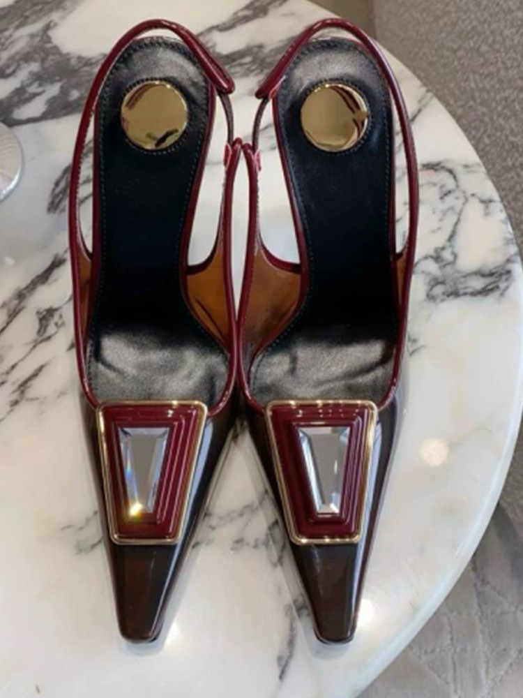 女性用透明 PVC スクエア ゴールド バックル スリングバ - Metallic Heel Sandal のレビューと価格