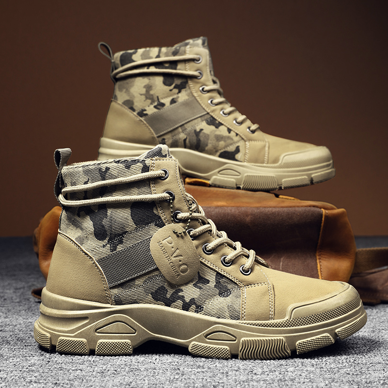 男性用ハイトップブーツ秋迷彩砂漠カジュアルフラットメンズブー - Suede Ankle Boot のレビューと価格