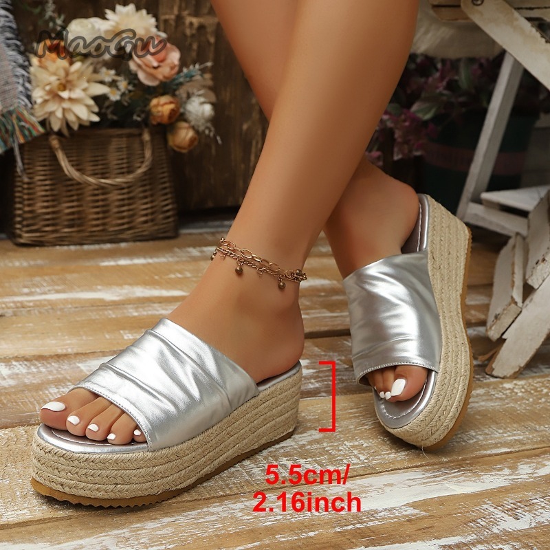 レディース ラッフル エスパドリーユ ウェッジ スライド サ - Espadrille Wedge Shoes のレビューと価格