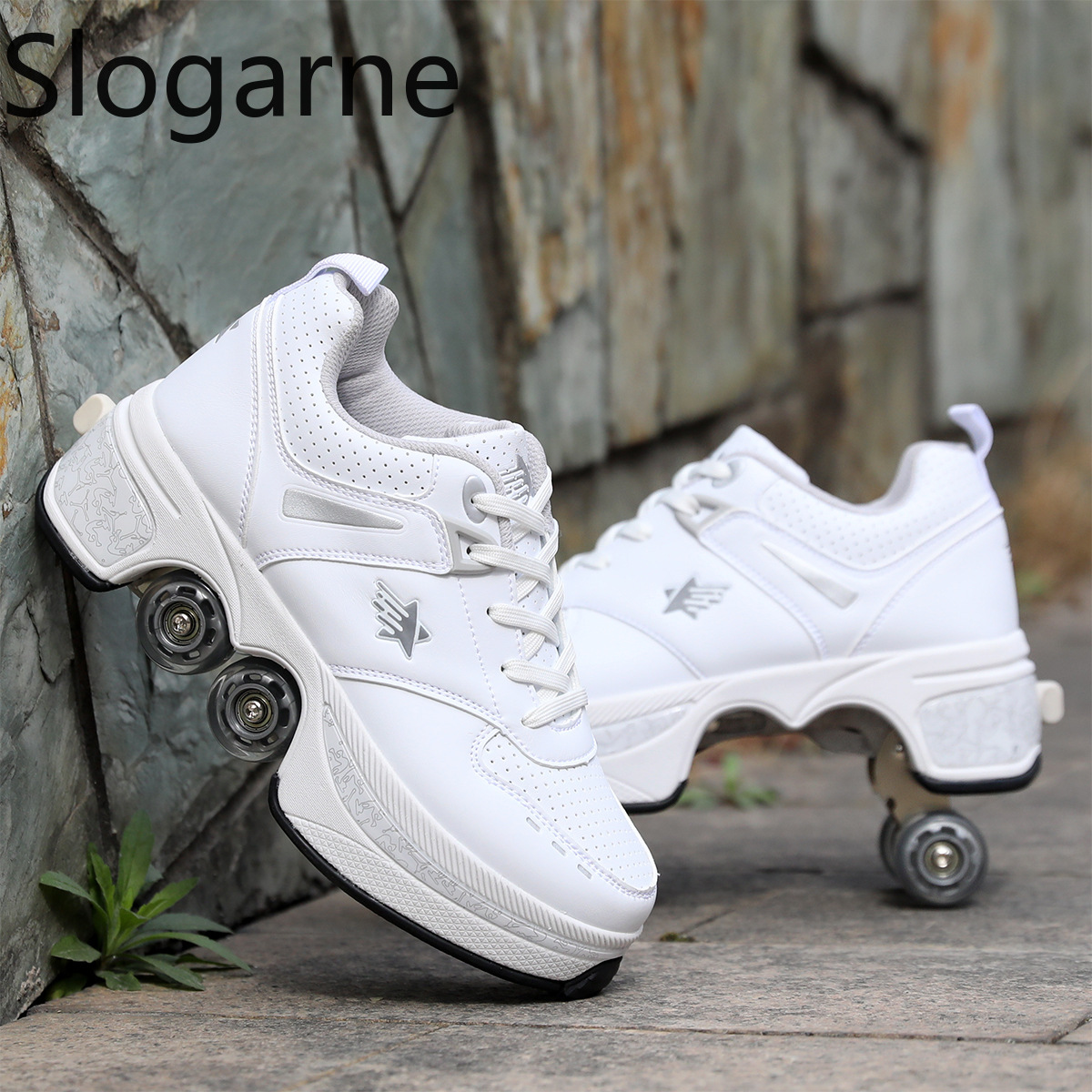 女性用4輪変形ローラースケートシューズ、男性用カジュアルスポ - Women Shoes Running のレビューと価格