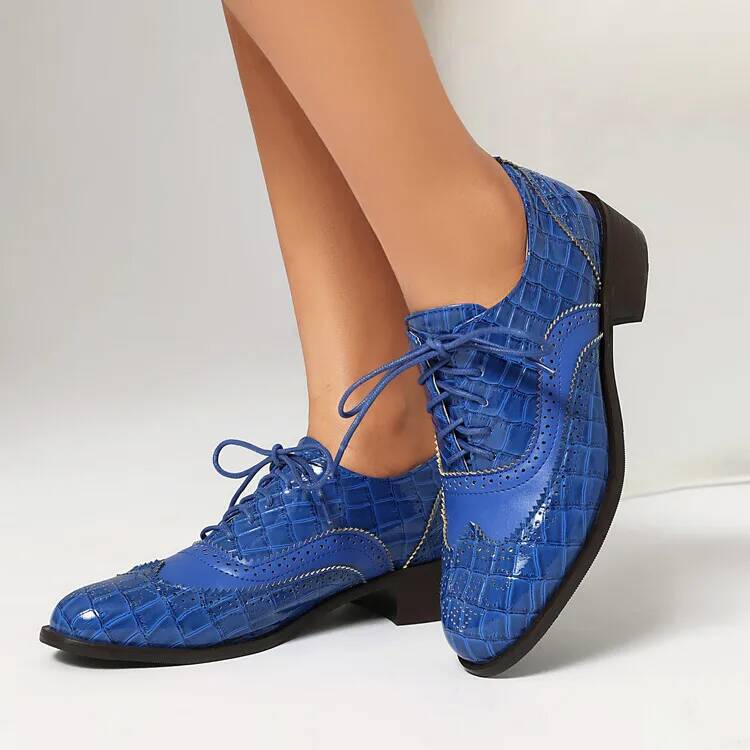 レースアップローヒールレディースシングルシューズ女性ラウンド - Oxford Lace Up Women のレビューと価格