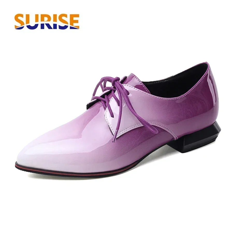 英国女性オックスフォードグラデーション赤紫パテントレザーフラ - Oxford Lace Up Women のレビューと価格