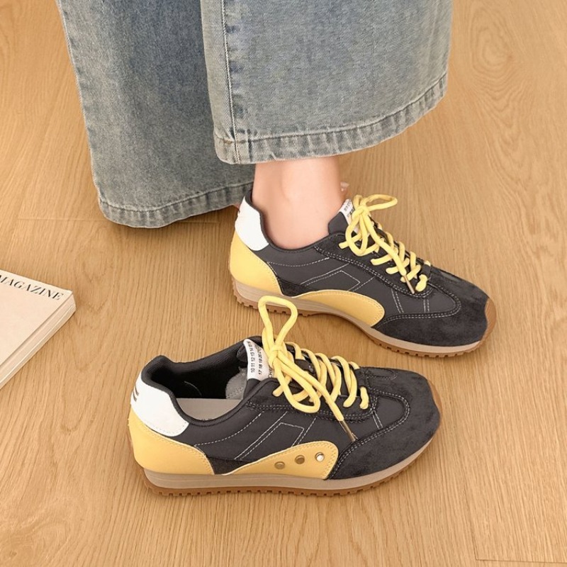 レトロカラーブロックスニーカー女性ソフトフラットランニングシ - Women Shoes Running のレビューと価格