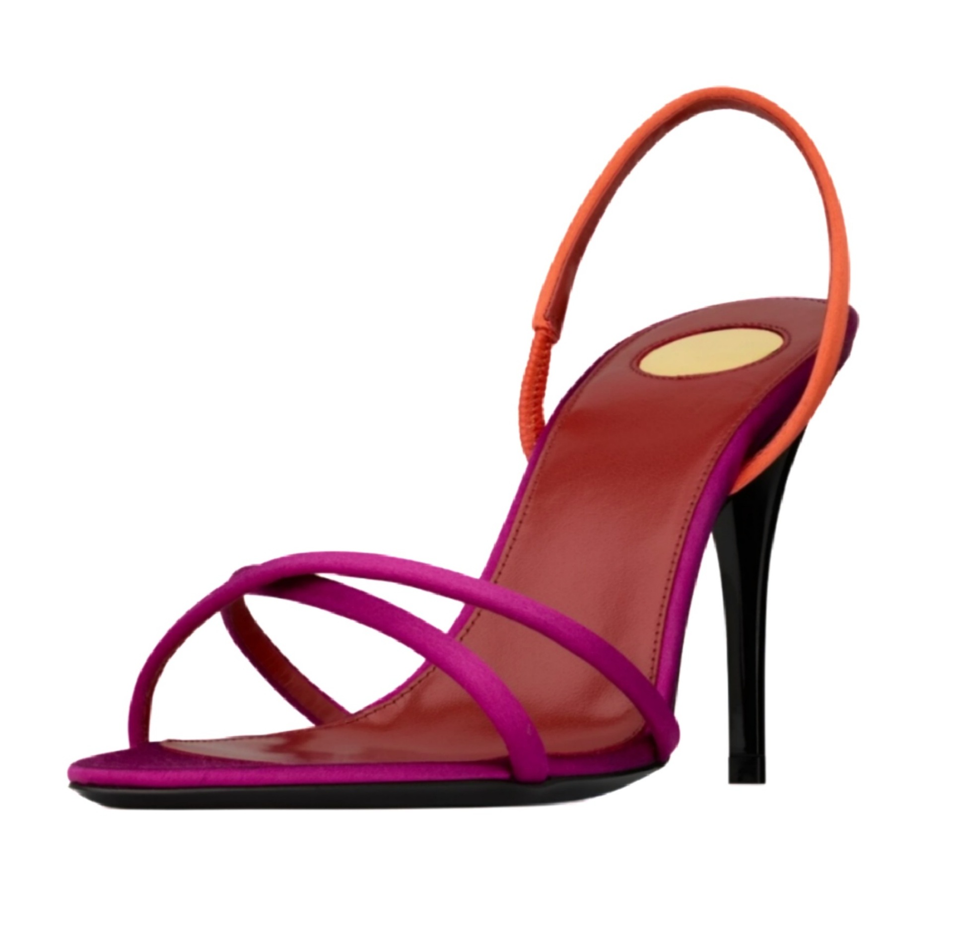 レディース カラーブロック サテン クリスクロスストラップ  - Platform Mule Heel のレビューと価格